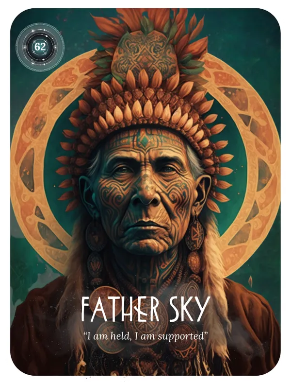Father Sky ceremonial oracle card for cosmic connection and higher perspective